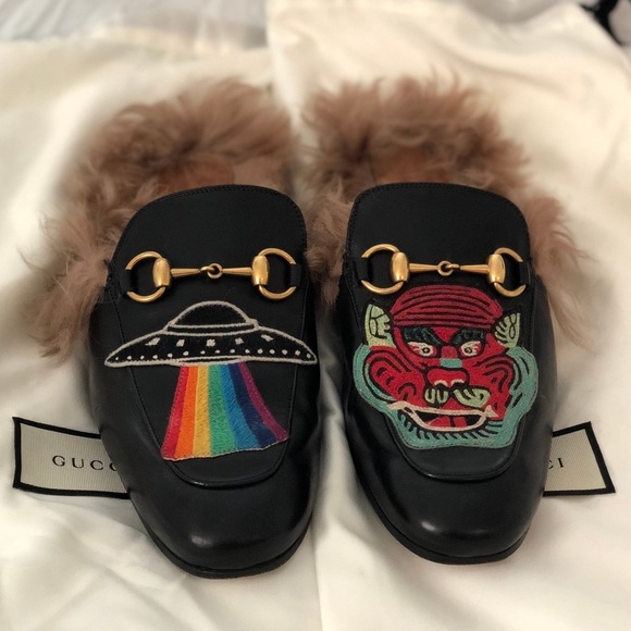 UFO Embroidered Gucci Princetown Loafers - Picture 2 of 5